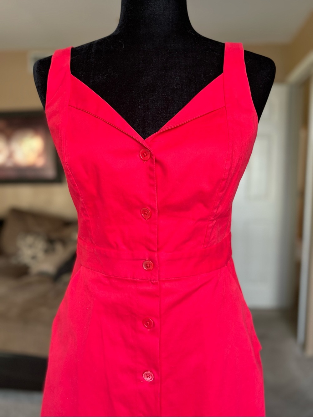 EQUIPMENT Oleisa Midi Red Cotton Button Front Dress Size 4